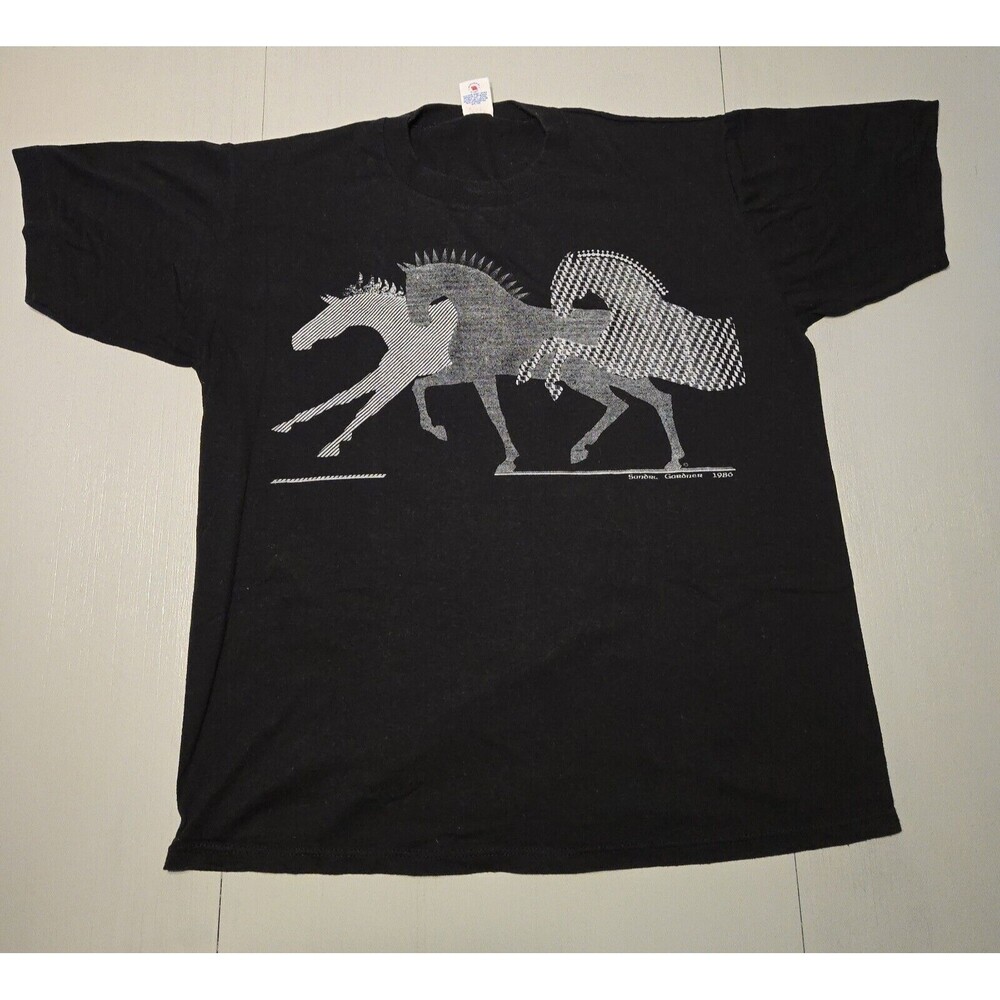 Vintage Horse T-Shirt  Sz L 80s 1980s Made In USA